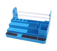 TONIXY Organizador de herramientas para destornillador con compartimentos ajustables, caja de almacenamiento de plástico ABS para reparación de teléfonos móviles, base antideslizante, azul/negro, 250