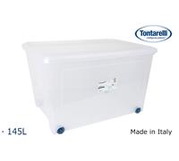 Tontarelli Caja de almacenaje 145 L con tapa y ruedas
