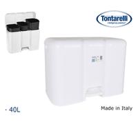 Tontarelli Cubo Basura Triple con Tapa 40L Patty Blanco