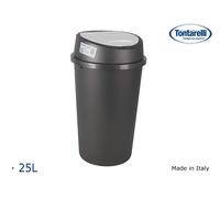 Tontarelli Cubo de Basura 25L Tapa Push Bingo Grafito/Blanco