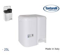 Tontarelli Cubo de Basura Doble con Tapa 25L Patty Blanco