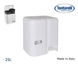 Tontarelli Cubo de Basura Doble con Tapa 25L Patty Blanco