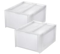 Tontarelli Set de 2 Cajas de Almacenamiento Modular 13L - Ideal para Tenerlas Apiladas Transparent