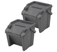 Tontarelli Set de 2 Papeleras Apilables MODA 30L Grafito - Ahorra Espacio Graphite