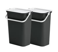 Tontarelli Set de 2 Papeleras MODA 10L con Asa ámbar y Negro - Diseño Moderno Black White
