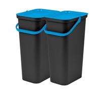 Tontarelli Set de 2 Papeleras MODA 25L con Asa Azul y Negro Black Blue