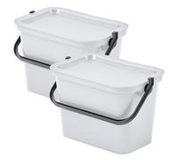 Tontarelli Set de 2 Papeleras MODA 5L Grafito con Asa - Diseño Moderno White