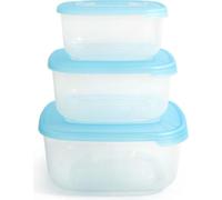Tontarelli - Set de 3 Fiambreras Cuadradas - 1/1L, 5/2L, 5L Azul - Prácticas y Funcionales - Seguras para Alimentos - Portátiles y Apilables | AmyStyle