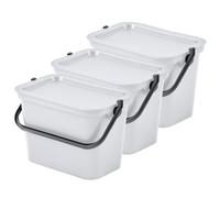 Tontarelli Set de 3 Papeleras MODA con Asa Grafito, Salvia y Blanco de 5L - Diseño Moderno White