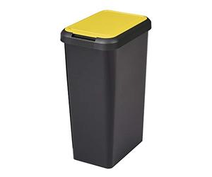Tontarelli Touch&lift Papelera 45 litros, unitario, color negro con tapa amarilla