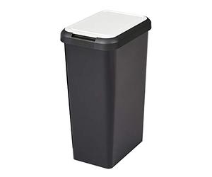 Tontarelli Touch&lift Papelera 45 litros, unitario, color negro con tapa blanca, 46 litros