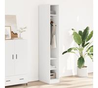 Tonture Armario blanco de 30 x 50 x 200 cm de material de madera con espacio de almacenamiento, 2 puertas, barra para colgar, cajones, estantería para dormitorio, pasillo, habitación infantil y