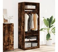 Tonture Armario de roble ahumado 80 x 50 x 200 cm, material de madera con puertas flotantes y espacio de almacenamiento para dormitorio, pasillo, habitación infantil, diseño elegante, resistente y
