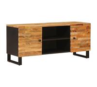Tonture Armario para TV con espacio de almacenamiento, color marrón, 105 x 33 x 46 cm, madera maciza de mango, elegante aparador para sala de estar, cine en casa y videojuegos, consola con canal para