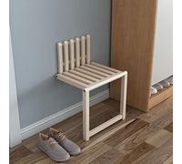 Tonuuoei Banco de zapatos plegable de madera para montar en la pared, capacidad de 150 kg, asiento de ducha para entrada o baño, diseño hueco creativo, 35 cm de alto