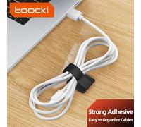Toocki 5-20 piezas bridas de Velcro autoadhesivas organizador de cables reutilizable soporte de bridas almacenamiento de cables ajustable para gestión de escritorio de oficina White 20 pcs