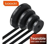 Toocki-organizador de cables, gestión de cables, Organizador en forma de lágrima, bridas enrolladoras, accesorios para teléfono, organizador de cables y Cables 3M Black