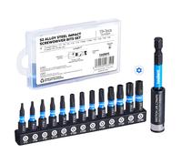 toolant Impact,Juego de brocas Torx de 1 pulgada, juego de brocas de estrella a prueba de manipulaciones con puntas mecanizadas CNC, con soporte magnético de impacto y caja de almacenamiento