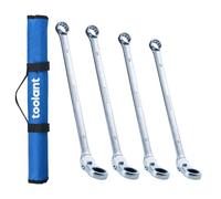 toolant Juego de 4 llaves de trinquete extralargas, regalo para hombres, cabeza flexible y cabeza de desplazamiento fijo, juego de llaves combinadas de doble extremo de caja, acero CR-V, métricas 21
