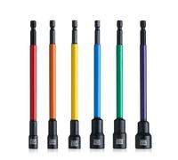 toolant Juego de puntas de destornillador de tuerca extralargas, juego de 6 destornilladores magnéticos SAE/métrico de 1/4 a 9/16 pulgadas, cambio rápido de 1/4 pulgadas