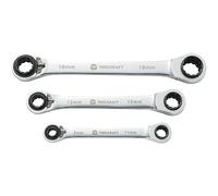 TOOLCRAFT 819162 Juego de llaves de trinquete dobles 3 piezas 8-19 mm