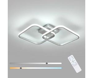 Toolight 50W 5625LM Plafon LED Techo Regulable, Lampara Techo con Mando a Distancia 3000K-6500K 64cm, Moderno Lamparas de Techo Salon Cuadrado para Dormitorio Salon Cocina Comedor Pasillo, Plateado