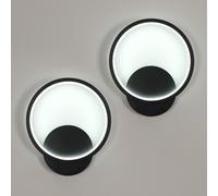 Toolight Aplique pared LED 2uds 12W 1350LM 6500K Negro Ø20cm Salón