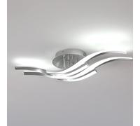 Toolight Lámpara de Techo, 32W 3600LM Plafon LED Techo de Moderna Diseño Curvo 60CM, Lamparas de Techo para Salón Dormitorio Cocina Estudio Pasillo, Blanco Frío 6500K, Plata