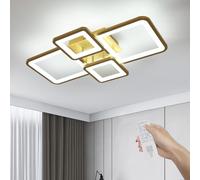 Toolight Lámpara de techo LED cuadrada, 54W 3000-6500K Oro, Salón, 62cm