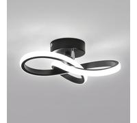 Toolight Lámpara techo LED negra 22W 6500K 25cm Comedor Salón Pasillo | 2475LM Plafón LED Techo Acrílico, Diseño Trébol, Luminaria Interior para Oficina Recibidor Cocina