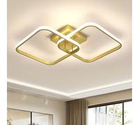 Toolight Plafon LED Techo, Modernas Lamparas de Techo Salon Cuadrado 42W 4725LM, Luz de Techo Acrílico para Salón Dormitorio Cocina Pasillo, Blanco Natural 4500K, Oro 64CM