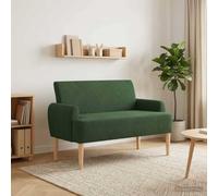 toolkix Sillón de dos plazas verde selva con cierre de botón, relleno de pana de 116 x 67 x 81 cm, patas de madera maciza, acolchado con espuma, ahorra espacio para sala de estar, dormitorio