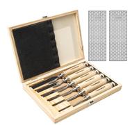 TOOLMAYS Juego de 6 Cinceles para Madera | Formones para Madera con piedra de afilar, dureza hasta HRC 63