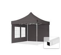 TOOLPORT 3x3 m Carpa plegable, ECONOMY acero 30mm, 2 laterales in on ventanas rectangulares, gris oscuro - (59037)