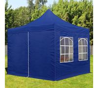 TOOLPORT 3x3 m Carpa plegable, ECONOMY acero 30mm, 4 laterales in on ventanas rectangulares, azul - (582633)