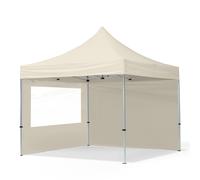 TOOLPORT 3x3 m Carpa plegable, ECONOMY aluminio 32mm, 2 laterales incl. con ventanas panorámicas, crema - (59003)
