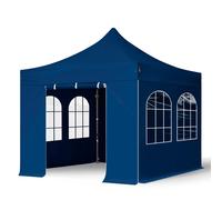 TOOLPORT 3x3 m Carpa plegable, PREMIUM acero 40mm, 4 laterales in on ventanas de arco, azul - (600009)