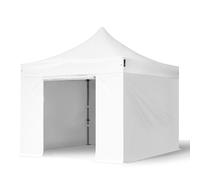 TOOLPORT 3x3 m Carpa plegable, PREMIUM acero 40mm, 4 laterales incl. sin ventana, blanco - (600037)