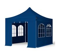 TOOLPORT 3x3 m Carpa plegable, PROFESSIONAL aluminio 40mm, 4 laterales in on ventanas de arco, azul - (600154)