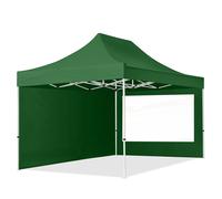 TOOLPORT 3x4,5 m Carpa plegable, ECONOMY acero 30mm, 2 laterales in on ventanas panorámicas, verde oscuro - (59046)
