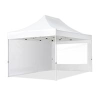 TOOLPORT 3x4,5 m Carpa plegable, ECONOMY acero 30mm, 2 laterales in on ventanas panorámicas, blanco - (59048)