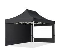 TOOLPORT 3x4,5 m Carpa plegable, ECONOMY acero 30mm, 2 laterales in on ventanas panorámicas, negro - (59358)
