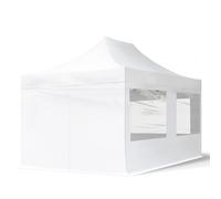 TOOLPORT 3x4,5 m Carpa plegable, ECONOMY acero 30mm, 4 laterales incl. con ventanas panorámicas, blanco - (59049)