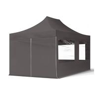 TOOLPORT 3x4,5 m Carpa plegable, ECONOMY acero 30mm, 4 laterales in on ventanas panorámicas, gris oscuro - (59045)