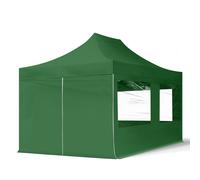TOOLPORT 3x4,5 m Carpa plegable, ECONOMY acero 30mm, 4 laterales incl. con ventanas panorámicas, verde oscuro - (59047)