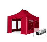 TOOLPORT 3x4,5 m Carpa plegable, PROFESSIONAL aluminio 40mm, 4 laterales in on ventanas panorámicas, rojo - (600206)