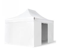 TOOLPORT 3x4,5 m Carpa plegable, PROFESSIONAL aluminio 40mm, 4 laterales incl. sin ventana, blanco - (578687)
