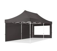TOOLPORT 3x6 m Carpa plegable, ECONOMY acero 30mm, 2 laterales in on ventanas panorámicas, gris oscuro - (59051)