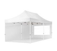 TOOLPORT 3x6 m Carpa plegable, ECONOMY acero 30mm, 2 laterales in on ventanas panorámicas, blanco - (59055)