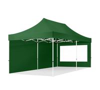 TOOLPORT 3x6 m Carpa plegable, ECONOMY acero 30mm, 2 laterales in on ventanas panorámicas, verde oscuro - (59053)